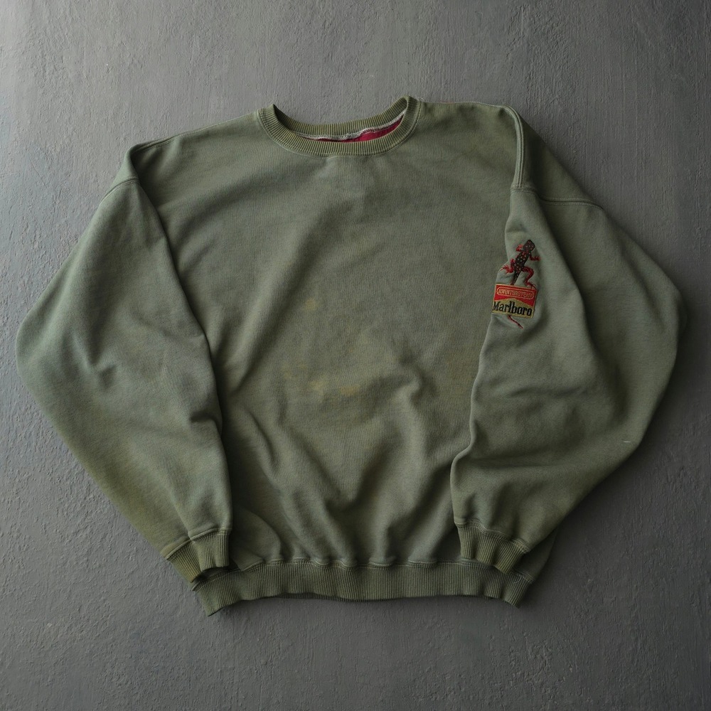 Vintage 90s Marlboro Green Sweatshirt XL Adventure Team Lizard